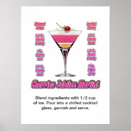 Cherries Jubilee Martini Cocktail Recept 18"x24" Poster