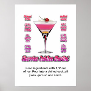 Cherries Jubilee Martini Cocktail Recept 18"x24" Poster