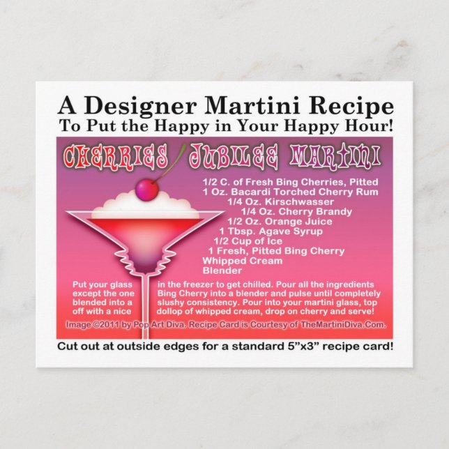 Cherries Jubilee Martini Recipe-vykort Vykort (Framsida)