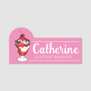 Cherries Jubilee Sundae Ice Cream Scoop Shop Namnbricka