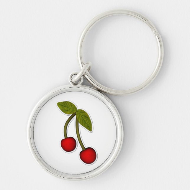 CHERRIES KEYCHAIN RUND SILVERFÄRGAD NYCKELRING (Framsidan)