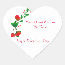 Cherries Label Hjärtformat Klistermärke