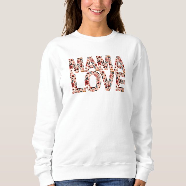 Cherries Mamma Kärlek Typography Sweatshirt T Shirt (Framsida)
