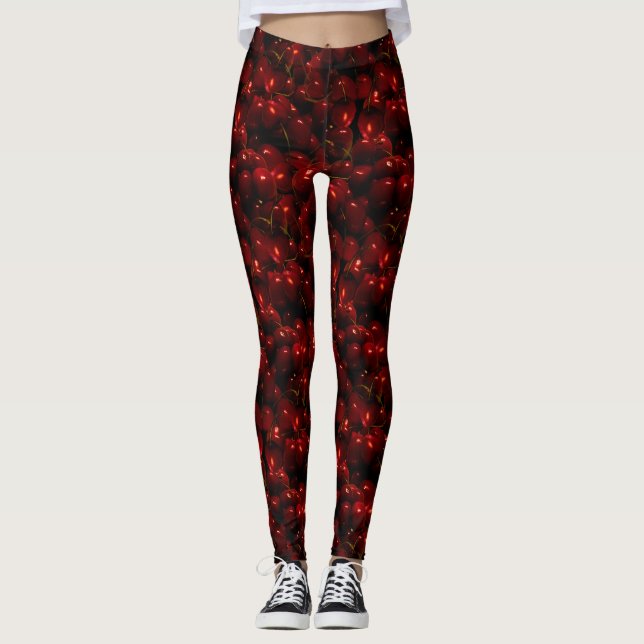 Cherries Mönster Leggings (Framsida)