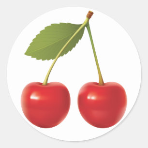CHERRIES ON STEM RUNT KLISTERMÄRKE