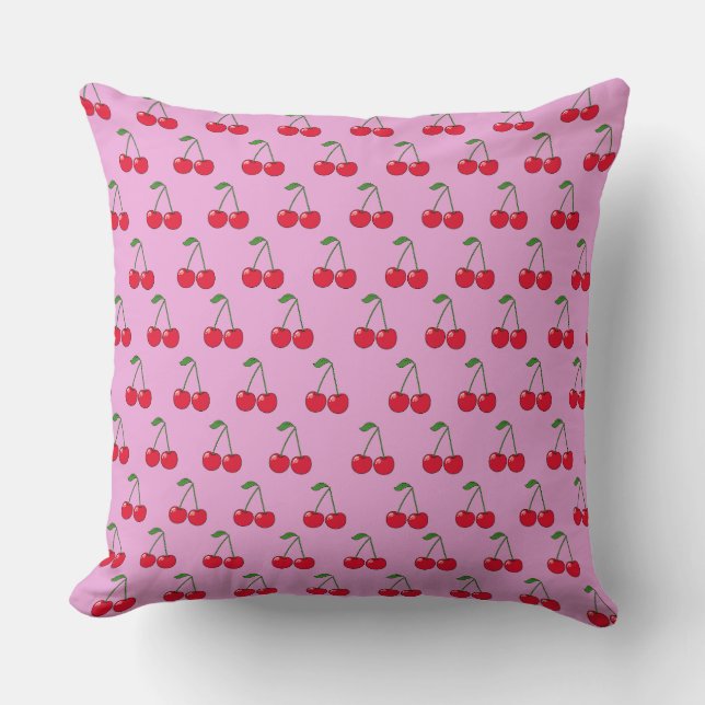 Cherries pattern pink kudde (Framsida)