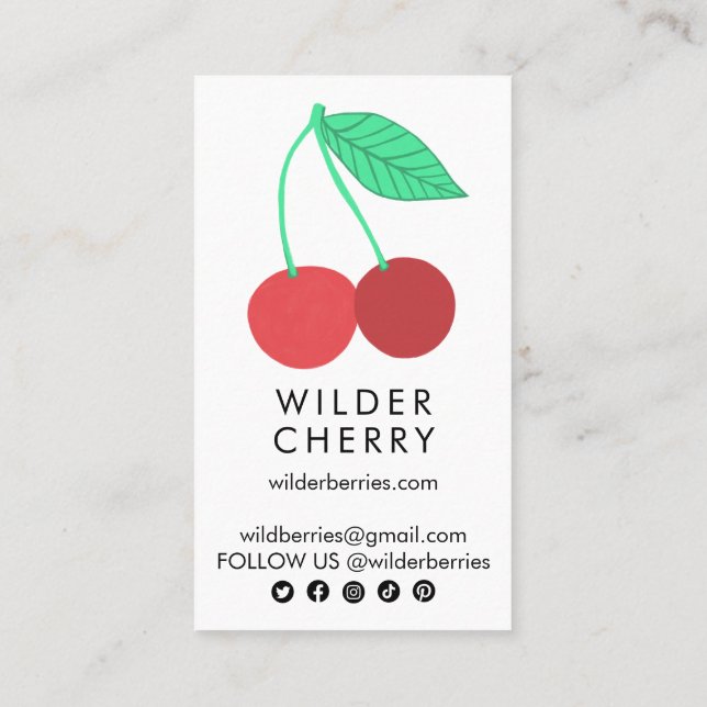 Cherries Roligt Fruit Nutritionist Chef Social Ico Visitkort (Baksida)