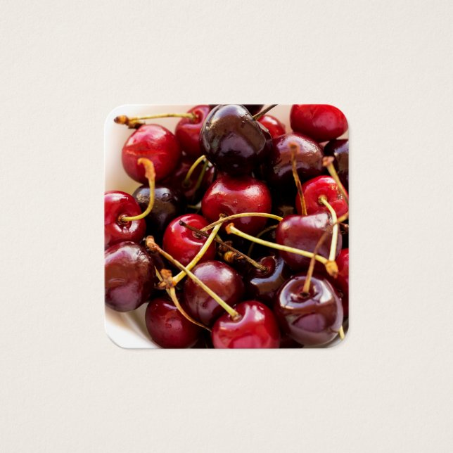 Cherries skål fyrkantigt visitkort (Framsida)