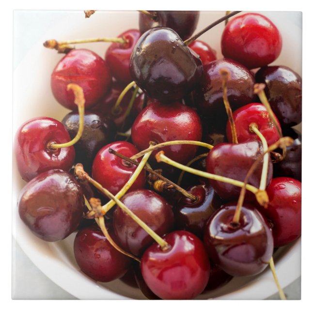 Cherries skål kakelplatta (Framsidan)