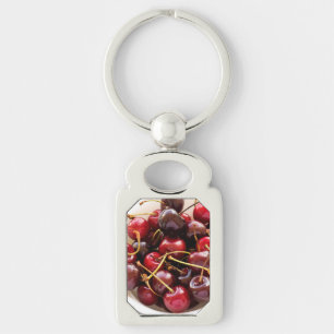 Cherries skål rektangulärt silverfärgad nyckelring