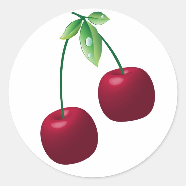 Cherries Sticker Runt Klistermärke (Framsida)