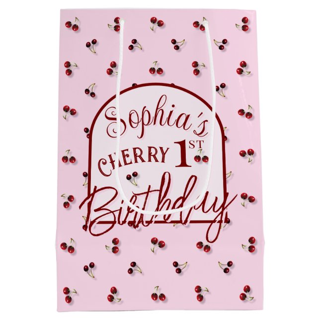 Cherries Theme First Birthday Gift Bag (Baksidan)