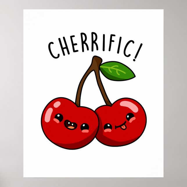 Cherrific Funny Red Cherry Fruit Pun Poster (Framsidan)