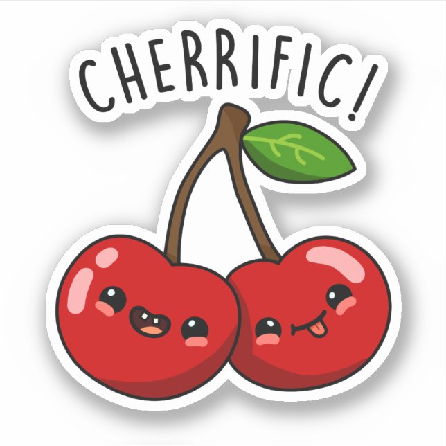 Cherrific Funny Red Cherry Pun Klistermärken (Framsida)
