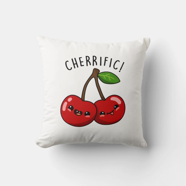 Cherrific Funny Red Cherry Pun Kudde (Framsida)
