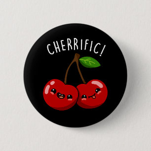 Cherrific Funny Red Cherry Pun Mörk BG Knapp