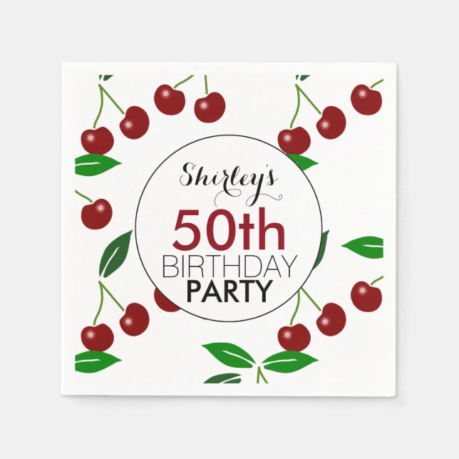Cherry 50:e Födelsedagsfestens Pappersservett (Framsidan)