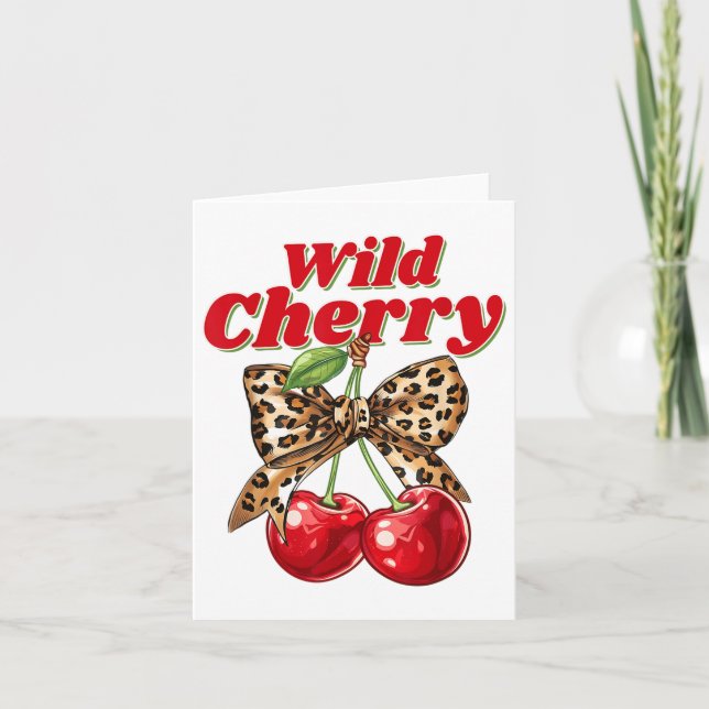 Cherry Älskare Leopard Coquette Summer Vibes Vild  Kort (Framsida)
