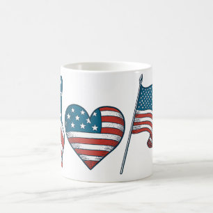 Cherry American Flagga Coquette 4 juli Kaffemugg