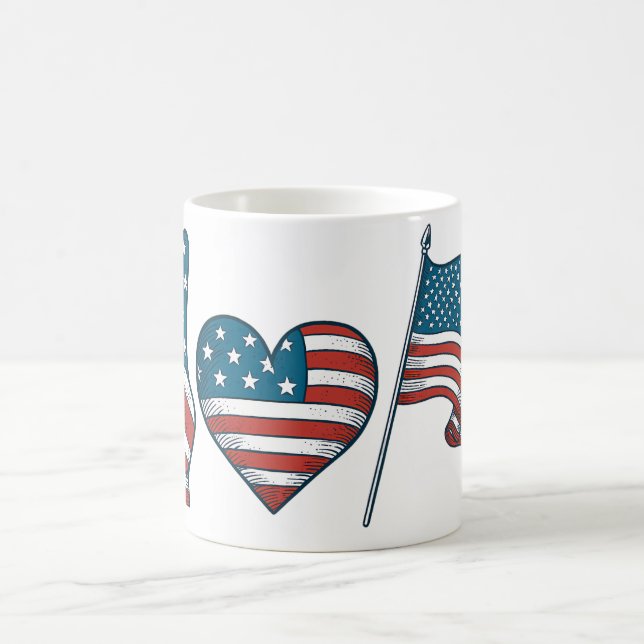 Cherry American Flagga Coquette 4 juli Kaffemugg (Center)