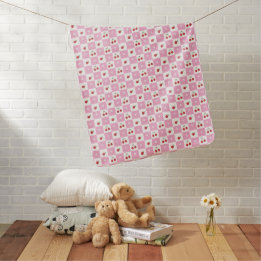 Cherry and Flower Motif Rosa Baby Blanket Bebisfilt