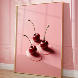 Cherry Art Print, Modern Rosa Aesthetic Wall Poster