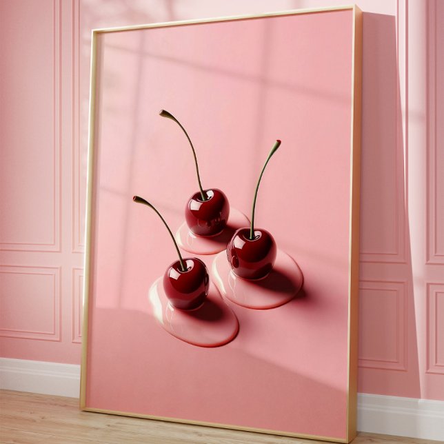 Cherry Art Print, Modern Rosa Aesthetic Wall Poster (Cherry art
)