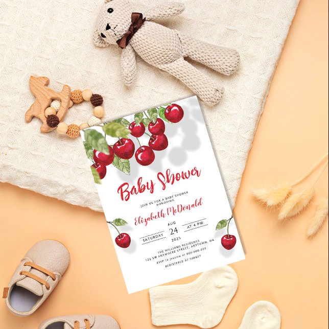 Cherry Baby Shower | Berry Sweet Baby Greenery Inbjudningar (Skapare uppladdad)