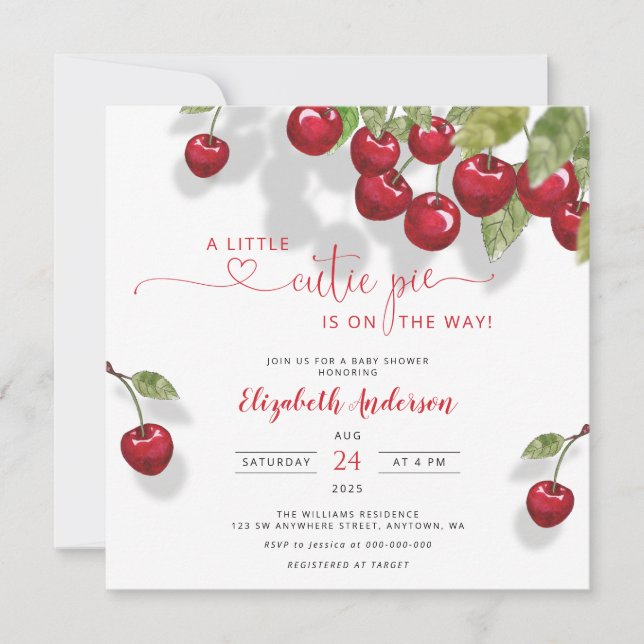 Cherry Baby Shower | Berry Sweet Baby Inbjudningar (Framsida)