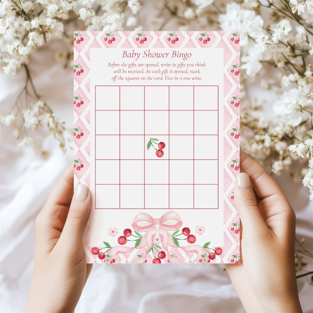 Cherry Baby Shower Bingo-spelkort Inbjudningar (Skapare uppladdad)