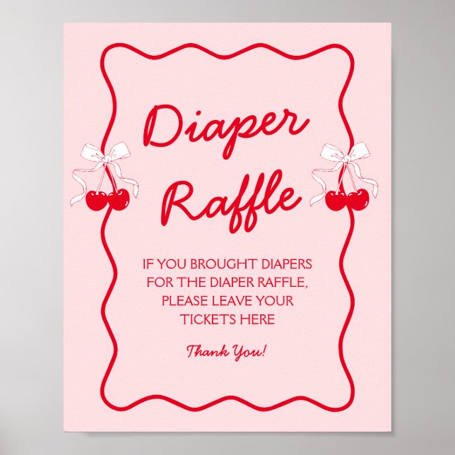 Cherry Baby Shower Diaper Raffle Poster (Framsidan)