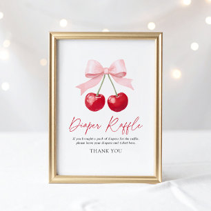 Cherry Baby Shower Diaper Raffle Sign Poster
