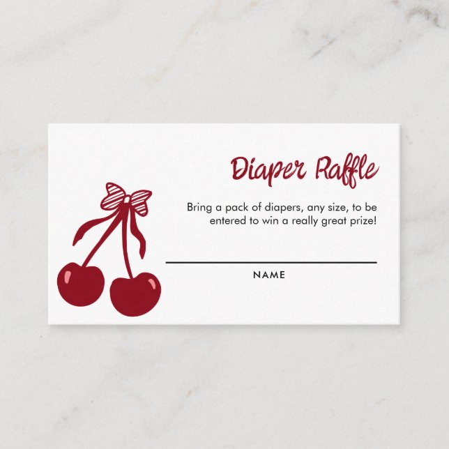 Cherry Baby Shower Diaper Raffle Ticket Game Tilläggskort (Framsida)