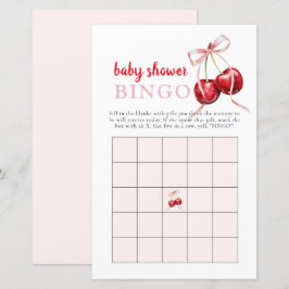 Cherry Baby Shower Gift Bingo Activity Game