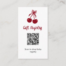 Cherry Baby Shower Gift Registry QR Code Sweet Bow Tilläggskort