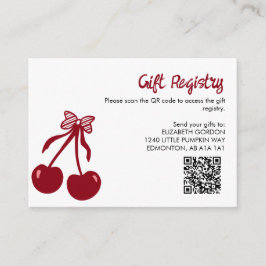 Cherry Baby Shower Gift Registry QR Code Sweet Bow Tilläggskort