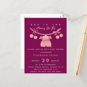 Cherry Baby Shower-inbjudan Cherry på övre Inbjuda Helg Vykort