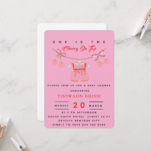 Cherry Baby Shower-inbjudan Cherry på övre Inbjuda Inbjudningar