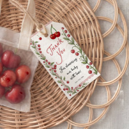 Cherry Baby Shower Present Förpackningslabel Presentetikett