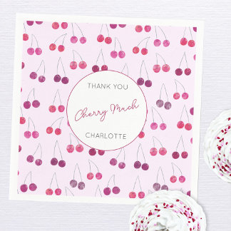 Cherry Baby Shower Rosa Pappersservett
