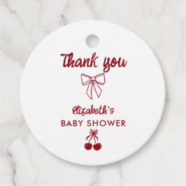 Cherry Baby Shower Thank you Bows Coquette Gåvor Etiketter