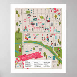 Cherry Bäck North Karta 16 x 20 tum Poster
