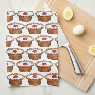 Cherry Bakewell Tart British Food UK Pastry Baking Kökshandduk