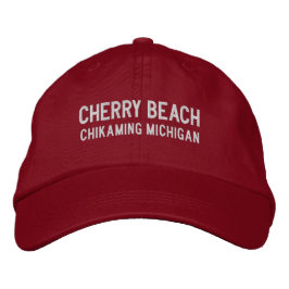 Cherry Beach Michigan Embroidered Baseball Hat Broderad Keps