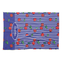 Cherry Berries Red Mönster Modern Nautical Blue