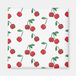 Cherry Berries Red Mönster Modern Retro Roligt Magnet