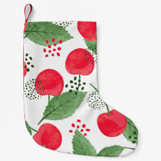 Cherry Berries Vintage, Watercolor Seamless. Liten Julstrumpa