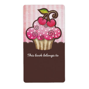 Cherry Berry Cupkaka Bookplåtar Etiketter Fraktsedel