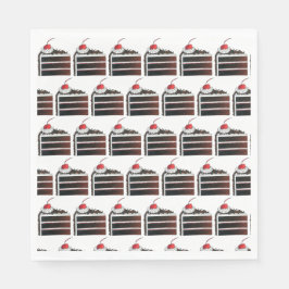 Cherry Black Forest Cake Slice Födelsedagsfest Foo Pappersservett