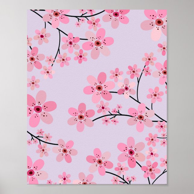 Cherry Blommar 06 Lavender Poster (Framsidan)